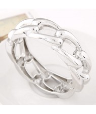 Punk Fashion Concise Thick Chain Style Bangle - Silver
