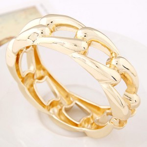 Punk Fashion Concise Thick Chain Style Bangle - Golden