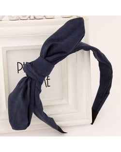 Big Fashion Bowknot Cloth Hair Hoop - Ink Blue