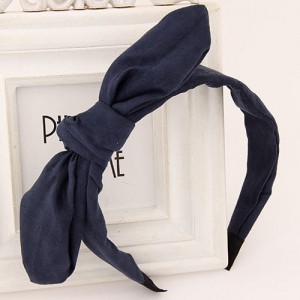 Big Fashion Bowknot Cloth Hair Hoop - Ink Blue