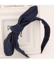 Big Fashion Bowknot Cloth Hair Hoop - Ink Blue