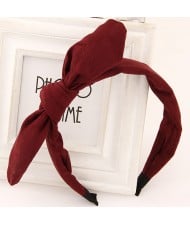 Big Fashion Bowknot Cloth Hair Hoop - Red Wine