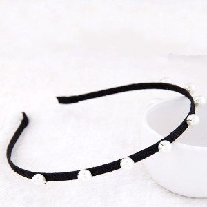 Korean Fashion Pearl Attached Cloth Covered Hair Hoop