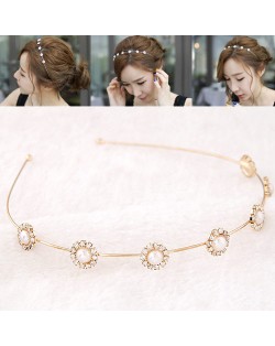 Pearl Inlaid Sunflower Korean Fair Maiden Style Hair Hoop