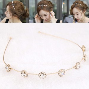 Transparent Rhinestone Inlaid Sunflower Korean Fair Maiden Style Hair Hoop