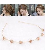 Champagne Rhinestone Inlaid Sunflower Korean Fair Maiden Style Hair Hoop