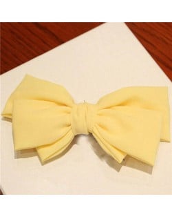 Korean Fashion Big Bowknot Hair Barrette - Yellow