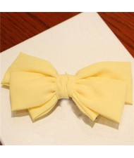 Korean Fashion Big Bowknot Hair Barrette - Yellow