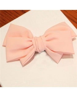 Korean Fashion Big Bowknot Hair Barrette - Pink