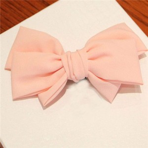 Korean Fashion Big Bowknot Hair Barrette - Pink