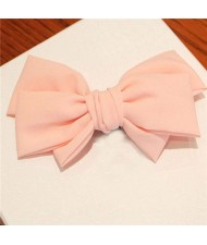 Korean Fashion Big Bowknot Hair Barrette - Pink