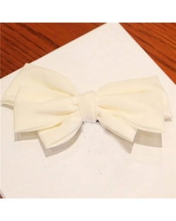 Korean Fashion Big Bowknot Hair Barrette - White