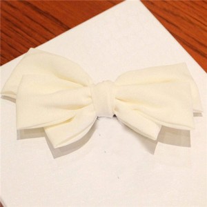 Korean Fashion Big Bowknot Hair Barrette - White