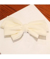 Korean Fashion Big Bowknot Hair Barrette - White