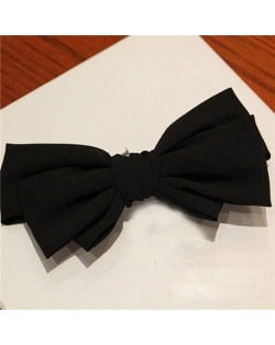 Korean Fashion Big Bowknot Hair Barrette - Black