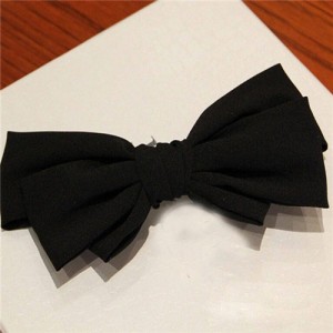 Korean Fashion Big Bowknot Hair Barrette - Black