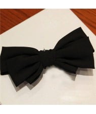 Korean Fashion Big Bowknot Hair Barrette - Black