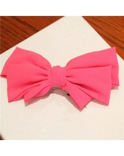 Korean Fashion Big Bowknot Hair Barrette - Rose