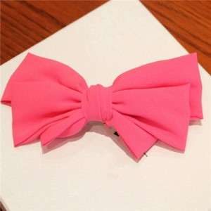 Korean Fashion Big Bowknot Hair Barrette - Rose