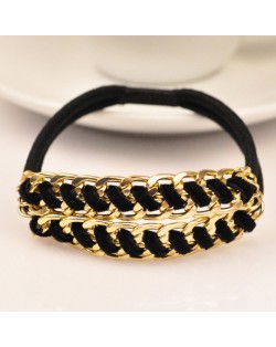 Ear of Wheat Design Rubber Hair Band - Black