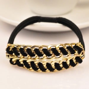Ear of Wheat Design Rubber Hair Band - Black