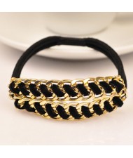 Ear of Wheat Design Rubber Hair Band - Black