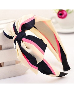 Korean Fair Maiden Style Cloth Hair Hoop - Big Stripe