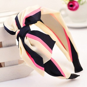 Korean Fair Maiden Style Cloth Hair Hoop - Big Stripe