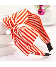 Korean Fair Maiden Style Cloth Hair Hoop - Red and White Stripe