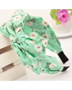 Korean Fair Maiden Style Cloth Hair Hoop - Green Tiny Flowers