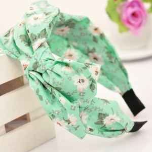 Korean Fair Maiden Style Cloth Hair Hoop - Green Tiny Flowers