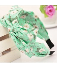 Korean Fair Maiden Style Cloth Hair Hoop - Green Tiny Flowers
