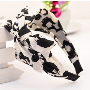 Korean Fair Maiden Style Cloth Hair Hoop - Black and White Abstract Pattern
