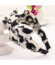 Korean Fair Maiden Style Cloth Hair Hoop - Black and White Abstract Pattern