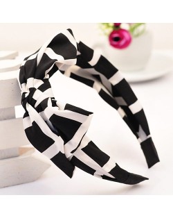 Korean Fair Maiden Style Cloth Hair Hoop - Black and White Geometry