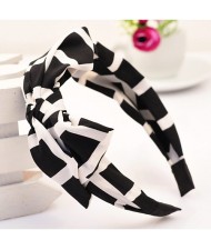Korean Fair Maiden Style Cloth Hair Hoop - Black and White Geometry