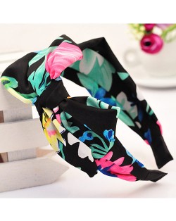Korean Fair Maiden Style Cloth Hair Hoop - Assorted Green Flower