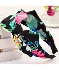 Korean Fair Maiden Style Cloth Hair Hoop - Assorted Green Flower