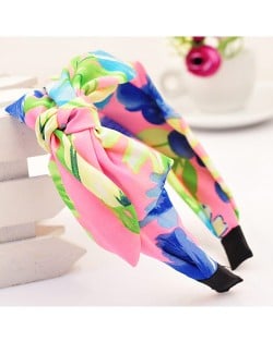 Korean Fair Maiden Style Cloth Hair Hoop - Assorted Pink Flower
