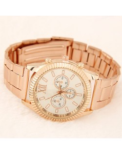 Multi-dial Fashion Design Golden Wrist Watch