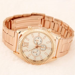 Multi-dial Fashion Design Golden Wrist Watch