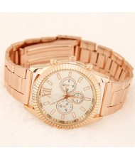 Multi-dial Fashion Design Golden Wrist Watch