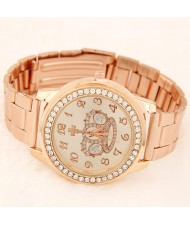 Luxurious Crown Fashion Wrist Golden Watch