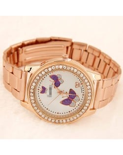 Happy Butterflies Fashion Golden Wrist Watch