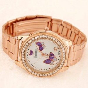 Happy Butterflies Fashion Golden Wrist Watch