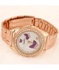 Happy Butterflies Fashion Golden Wrist Watch