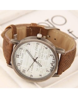 Vintage Fashion Characters Dial Design Wrist Watch - Brown