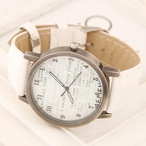 Vintage Fashion Characters Dial Design Wrist Watch - White