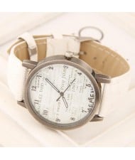 Vintage Fashion Characters Dial Design Wrist Watch - White