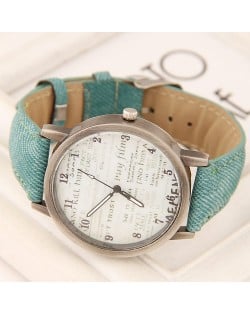 Vintage Fashion Characters Dial Design Wrist Watch - Green
